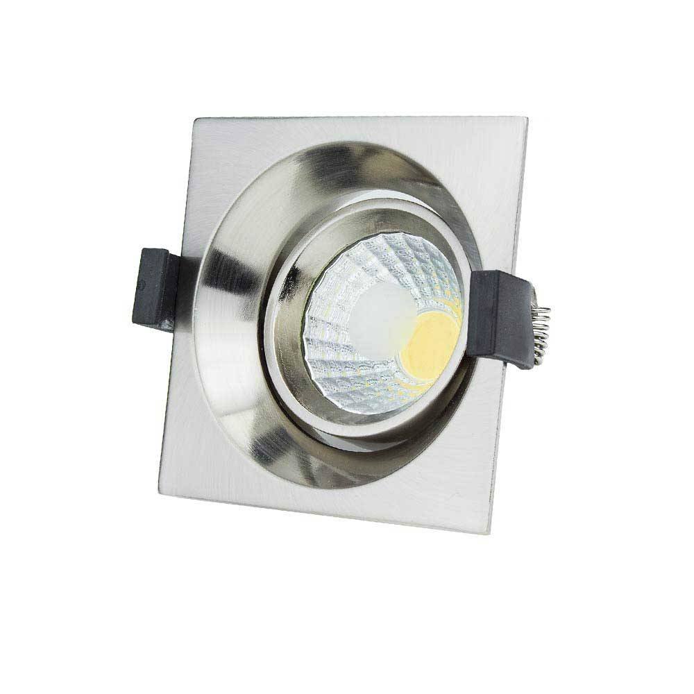 3224 8W LED ЛУНА COB КВАДРАТНА, НАСОЧВАЩА СЕ, 4500K – INOX - Image 1