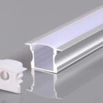 АЛУМИНИЕВ ПРОФИЛ ЗА LED ЛЕНТА СИВО ТЯЛО/БЯЛ РАЗСЕЙВАТЕЛ 2m ЗА ВГРАЖДАНЕ