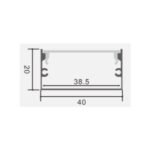 АЛУМИНИЕВ ПРОФИЛ ЗА LED ЛЕНТА ЧЕРНО ТЯЛО/БЯЛ РАЗСЕЙВАТЕЛ 2m 40x20mm - Image 2