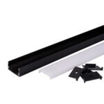 АЛУМИНИЕВ ПРОФИЛ ЗА LED ЛЕНТА ЧЕРНО ТЯЛО/БЯЛ РАЗСЕЙВАТЕЛ 2m 40x20mm - Image 4