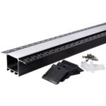 АЛУМИНИЕВ ПРОФИЛ ЗА LED ЛЕНТА ЧЕРНО ТЯЛО/БЯЛ РАЗСЕЙВАТЕЛ 2m 71.5x35mm ЗА ВГРАЖДАНЕ - Image 2