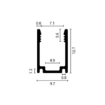 АЛУМИНИЕВ ПРОФИЛ ЗА LED ЛЕНТА СИВО ТЯЛО 2m 12.7×9.7mm - Image 2