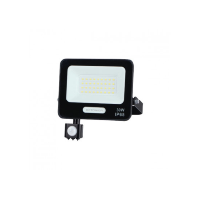LED SMD ПРОЖЕКТОР ЧЕРЕН 30W 90lm/W AC180-265V 120° IP65 3000K + СЕНЗОР – 15cm КАБЕЛ