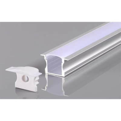 АЛУМИНИЕВ ПРОФИЛ ЗА LED ЛЕНТА СРЕБРИСТО ТЯЛО/БЯЛ РАЗСЕЙВАТЕЛ 2m 24×14.2mm ЗА ВГРАЖДАНЕ