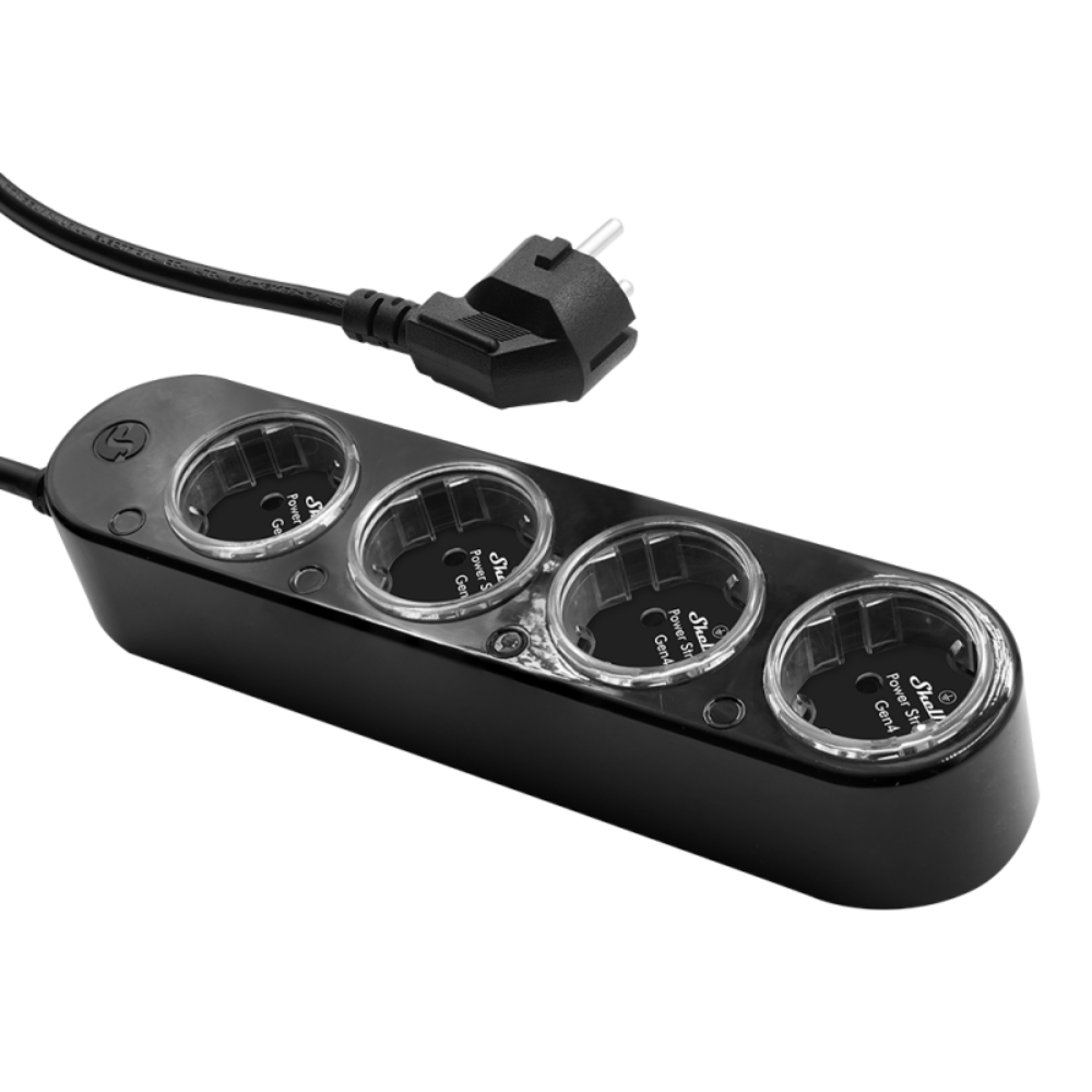 Shelly Power Strip 4 Gen4 B Разклонител ЧЕРЕН 4x2P+E с кабел 1.5 метра / 3x1.5мм2 с мерител Shelly Power Strip 4 Gen4 - 070571 - Image 1