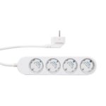 Разклонител БЯЛ 4x2P+E с кабел 1.5 метра / 3x1.5мм2 с мерител Shelly Power Strip 4 Gen4 - 070564